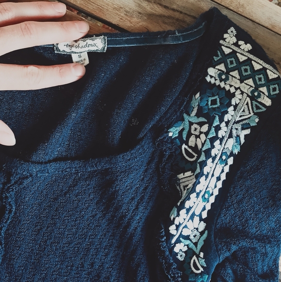 🌷3/15🌷 ❤️HP🥳 Eyeshadow tunic dark blue boho size s - Picture 3 of 8